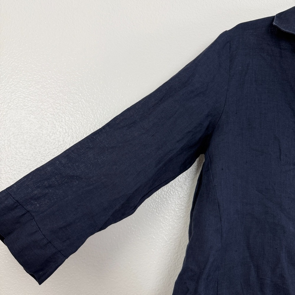Katestorm Linen Top Womens Size 36 Blue Shirt Shell Button Up Resort Travel 3/4 - Picture 4 of 10